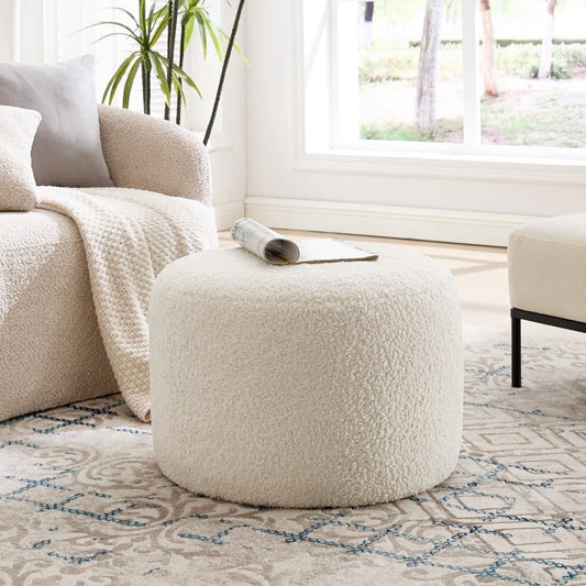 Regeani 24" Modern Round Upholstered Pouf Ottoman
