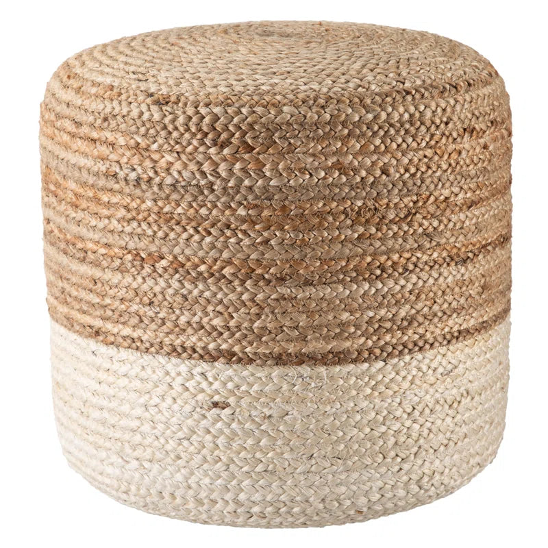 Fabian 18" Wide Round 100% Braided Jute Ombre Pouf Ottoman/Foot Stool by Jaipur Living
