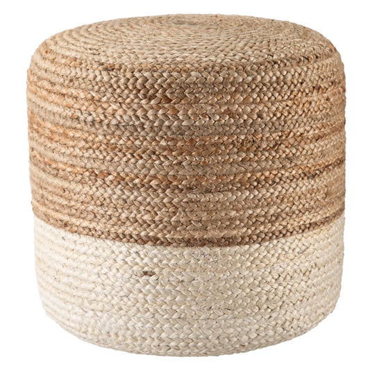 Fabian 18" Wide Round 100% Braided Jute Ombre Pouf Ottoman/Foot Stool by Jaipur Living