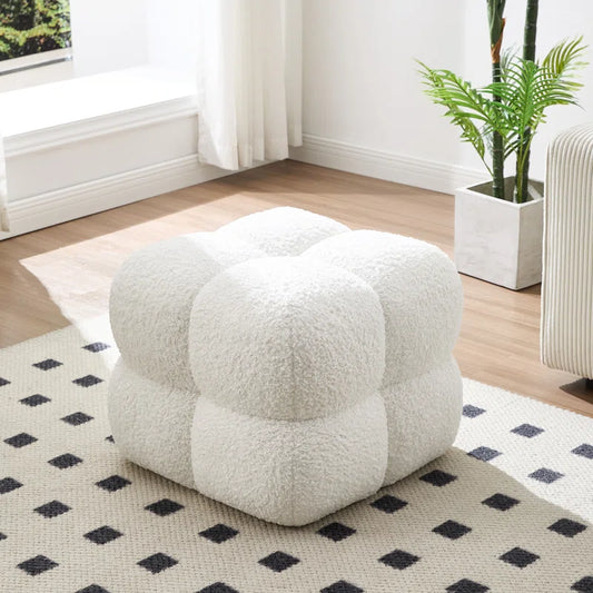 Robertas 20.9" Tufted Square Footstool Ottoman