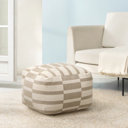 Maryann Natural Upholstered Pouf Ottoman