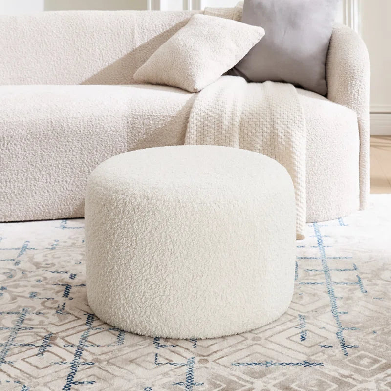 Regeani 24" Modern Round Upholstered Pouf Ottoman