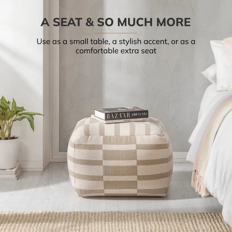 Maryann Natural Upholstered Pouf Ottoman