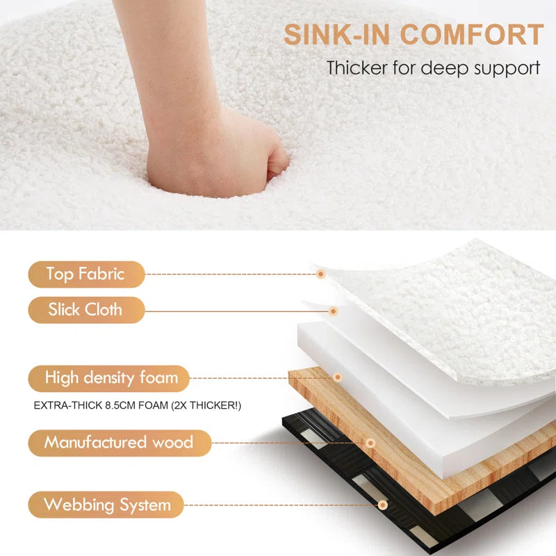 Regeani 24" Modern Round Upholstered Pouf Ottoman