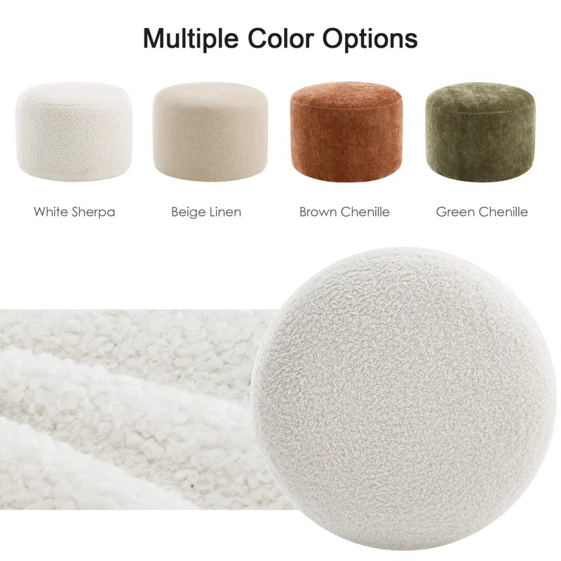 Regeani 24" Modern Round Upholstered Pouf Ottoman