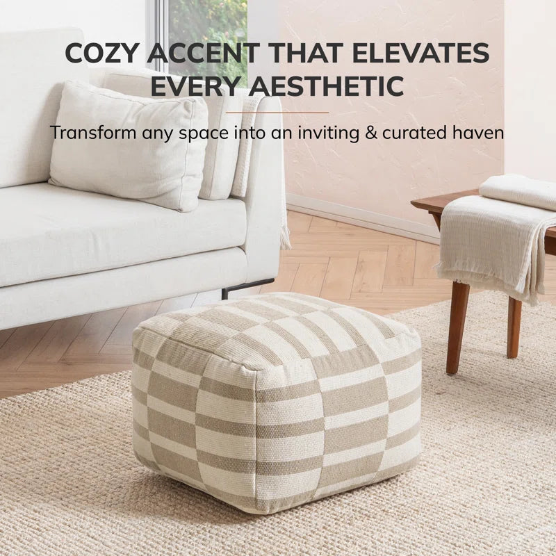 Maryann Natural Upholstered Pouf Ottoman