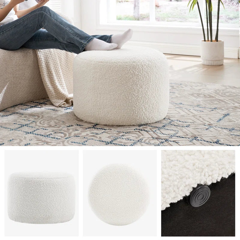 Regeani 24" Modern Round Upholstered Pouf Ottoman